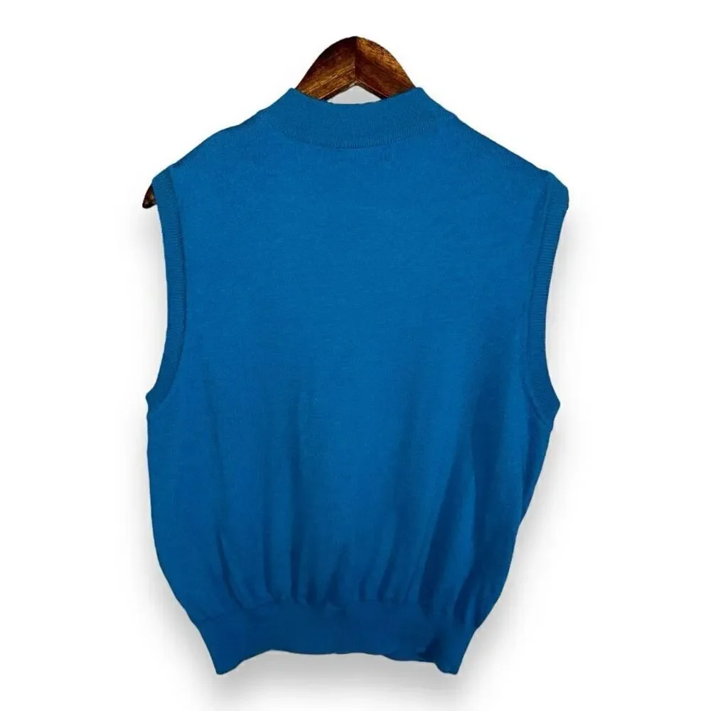 Blue Bean Pole Golf Wool Quarter Zip Sweater vest Size M